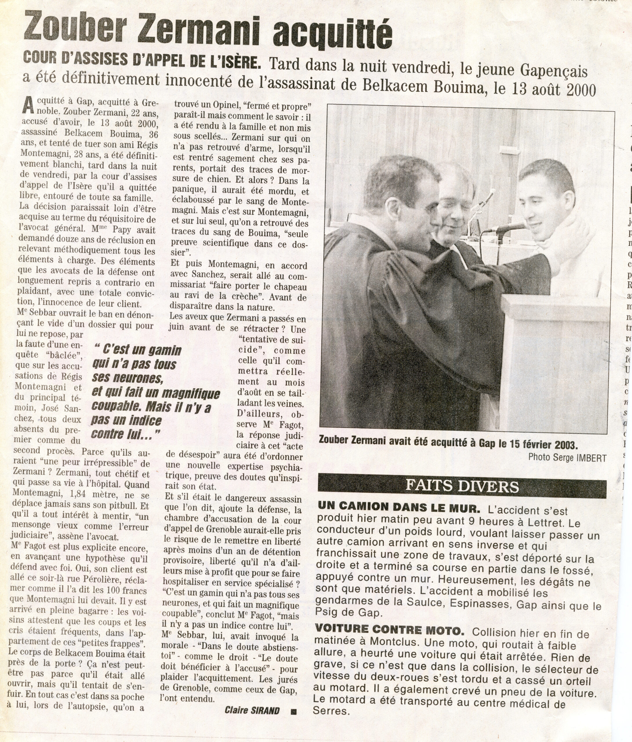 Hautes-Alpes Cour d'assises – Zermani acquitté